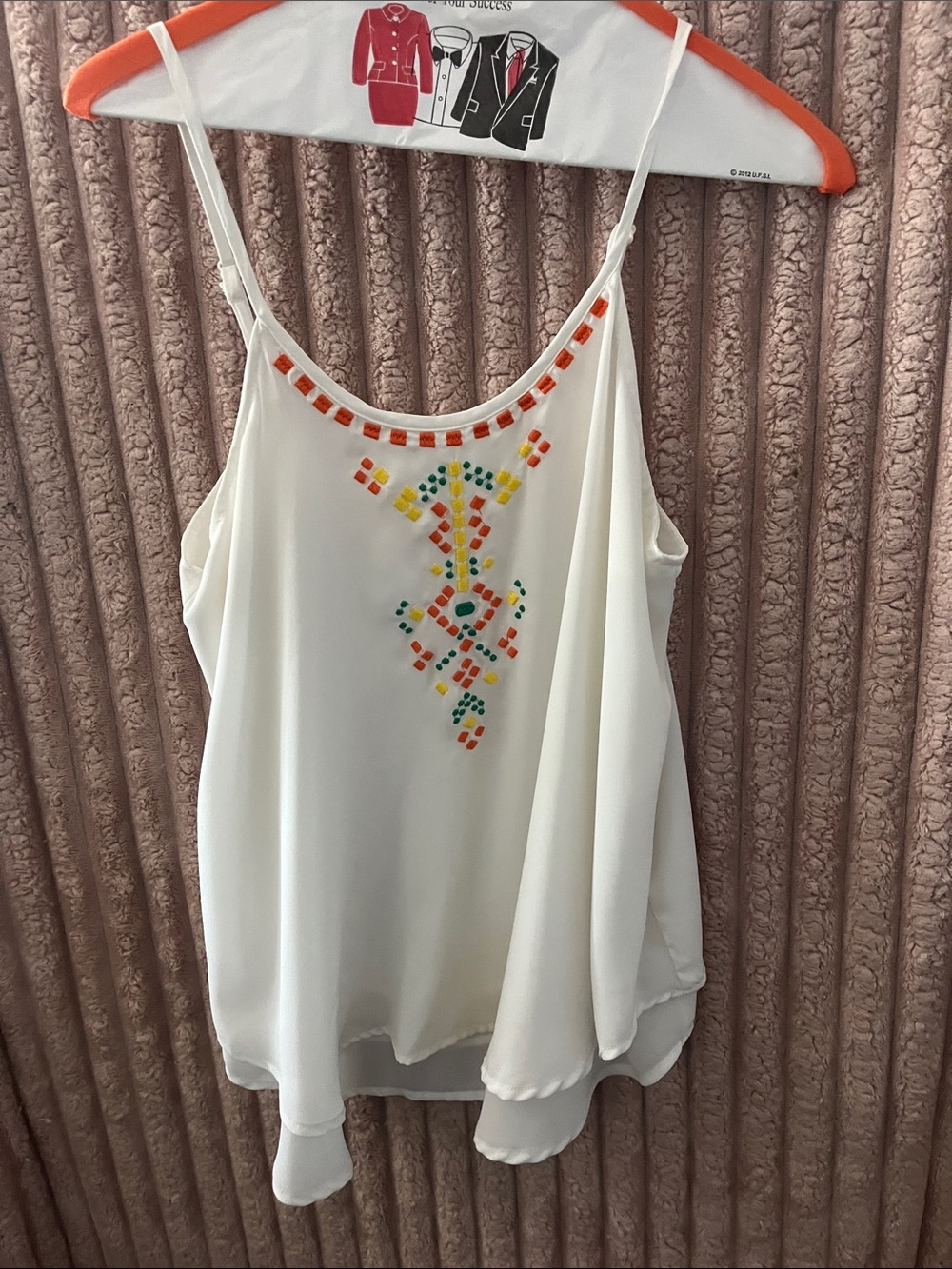 Charming Charlie White Beaded Spaghetti-Strap Camisole